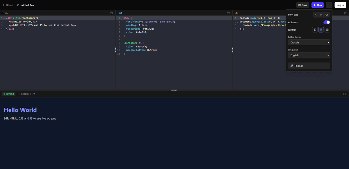 Code Editor screenshot