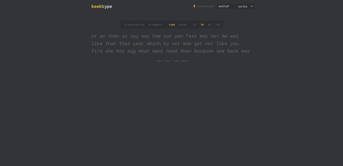 Typing Test screenshot